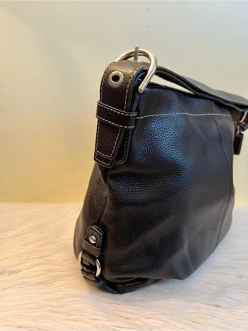 Coach Black Pebbled Leather Hobo Bag